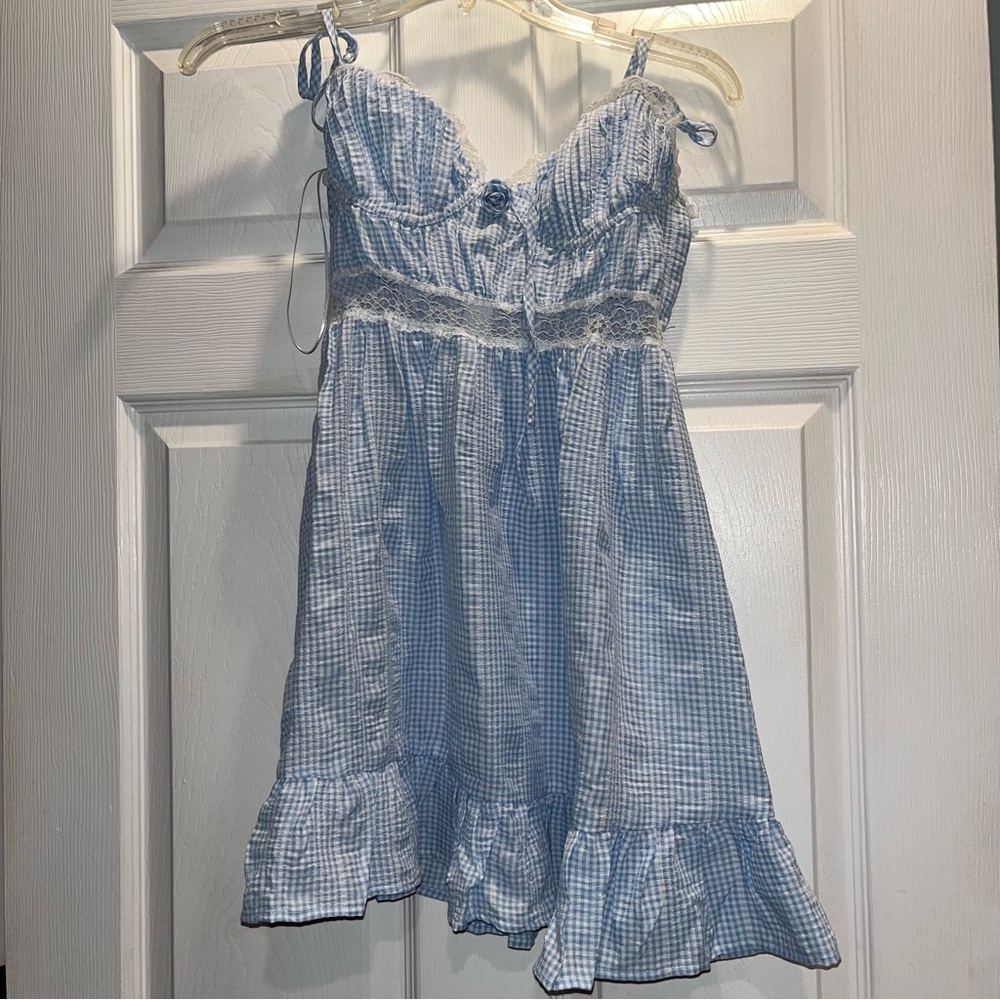 Blue Sky to moon gingham dress